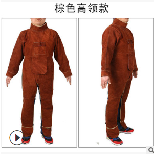 批发牛皮焊工防护服 耐高温电焊焊接劳保工作服防阻燃带袖皮围裙图3