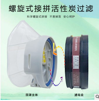 一护防毒面具防尘面罩喷漆农药粉尘甲醛装修口鼻罩防工业化工消防图2