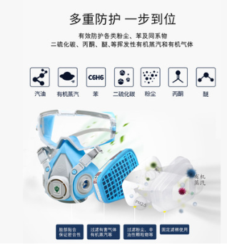一体式护目防毒面具喷漆化工农药工业粉尘全面罩苯防异味活性炭图3