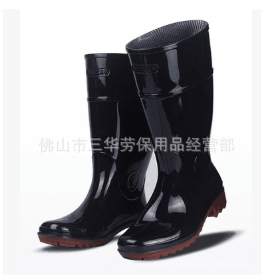 广州金橡 黑色男款010(503)高筒耐酸碱防滑雨鞋水鞋劳保鞋图2