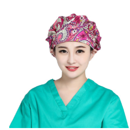全棉印花手术帽蓬蓬帽女式护士帽美容帽月子帽纯棉防护包头帽批发图2