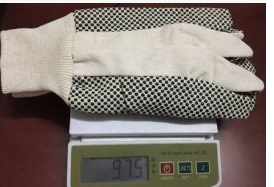 大量供应12安司红色罗口帆布点珠手套防滑吸汗耐磨劳保手套批发图3