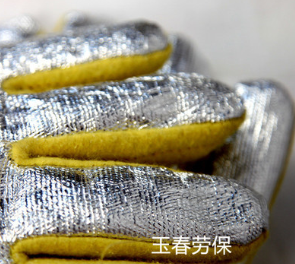 铝箔五指耐腐蚀手套耐高温劳保手套铝箔手套冶金作业劳保防护手套图2