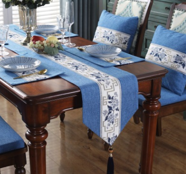 新中式餐桌茶旗棉麻风格茶席禅意桌布古典纯色简约长条布