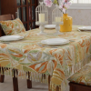 美式乡村桌布布艺棉麻西餐桌椅垫套装流苏圆长方形茶几台布