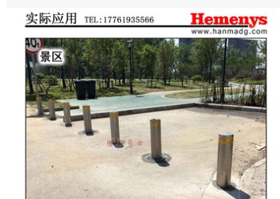 hemenys汉马路障勇士升降路桩不锈钢手动可伸缩路障升降柱路桩