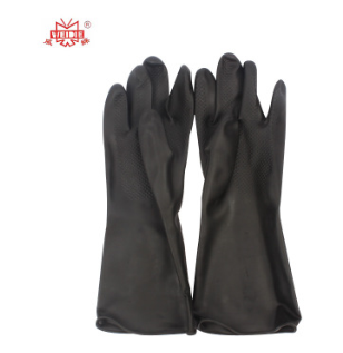 青岛【威蝶】36厘米中厚加厚工业专用黑白双色乳胶耐酸碱手套