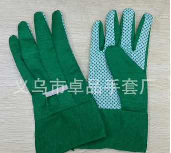 厂家直销9.5寸绿色点珠花园手套 PVC环保点胶园林手套图3
