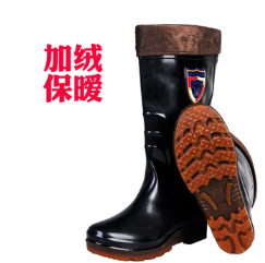 3531冬季保暧雨鞋男1818毛口高筒加绒雨靴三防劳保防水鞋厂家直销图3