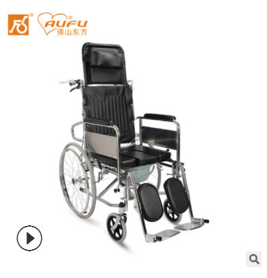 佛山东方老人残疾人坐便轮椅带头枕可全躺便携折叠手动助行代步车