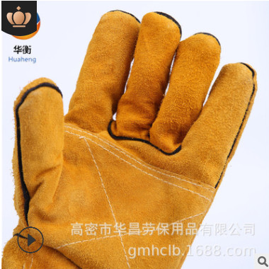 加长电焊手套 牛皮焊接防护手套耐磨劳保手套隔热工人手套批发图3
