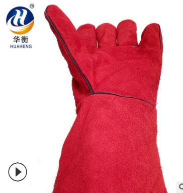 厂家供应红色电焊手套牛皮劳保手套整脖A级革里绝缘手套劳保防护