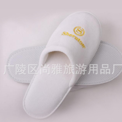 酒店客房一次性用品 酒店一次性密丝绒拖鞋 防滑logo来样定制加印图3