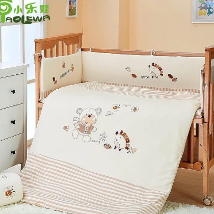 厂家直销小乐娃婴儿宝宝童床上用品幼儿园围床单四件套