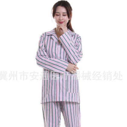 专业定制棉病号服 医院医用长袖条纹蓝色粉色病号服住院病人服图2
