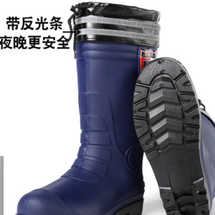 3531加绒保暧高筒雨鞋男1088反光条高帮雨靴冬季劳保三防水鞋胶鞋图2