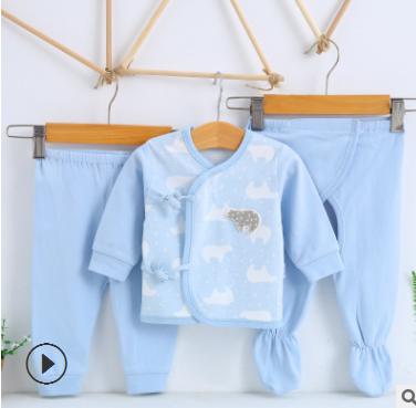 2020春秋新款套装初生儿男女宝宝婴幼儿纯棉长袖三件套新生儿衣服