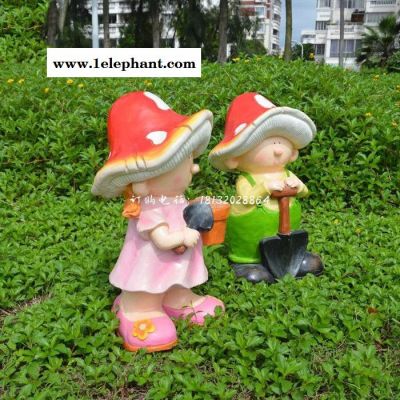 戴着蘑菇帽子的卡通小孩,公园卡通人物雕塑图5