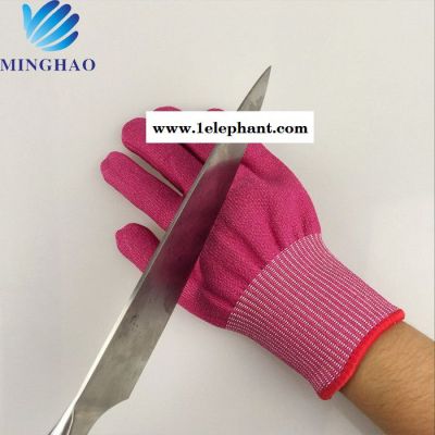 HPPE食品级防割手套 玫红色5级防割手套 食品加工防护手套图2