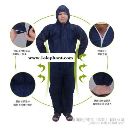 一次性工作服连体全身防护隔离衣车间工作防尘透气连帽连体服图5