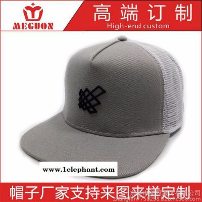 全棉五片网帽 立体绣花平沿嘻哈网帽订制 可调节平檐货车帽厂家图4