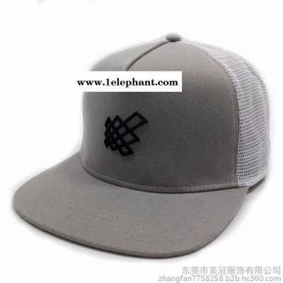全棉五片网帽 立体绣花平沿嘻哈网帽订制 可调节平檐货车帽厂家图2
