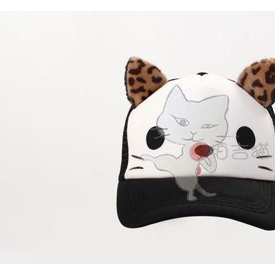 **可爱休闲网帽 时尚手绘猫咪网帽 成人萌女潮流鸭嘴帽图2