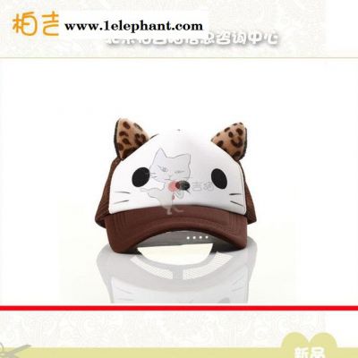 **可爱休闲网帽 时尚手绘猫咪网帽 成人萌女潮流鸭嘴帽图3