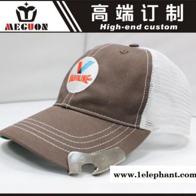镭射光面开酒器棒球帽定制 设计生产 绣花印花开瓶器网帽图2