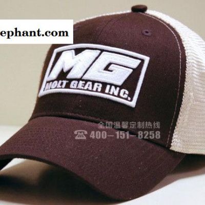 立体绣花网帽 超柔软网布 纯棉货车棒球帽 MG咖啡色棒球网帽图3