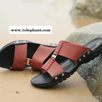 夏季新款软面皮凉拖鞋套脚懒人拖鞋英伦潮流休闲男拖鞋沙滩鞋图3