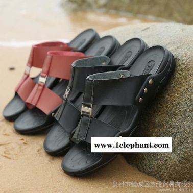 夏季新款软面皮凉拖鞋套脚懒人拖鞋英伦潮流休闲男拖鞋沙滩鞋