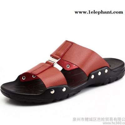 夏季新款软面皮凉拖鞋套脚懒人拖鞋英伦潮流休闲男拖鞋沙滩鞋图2