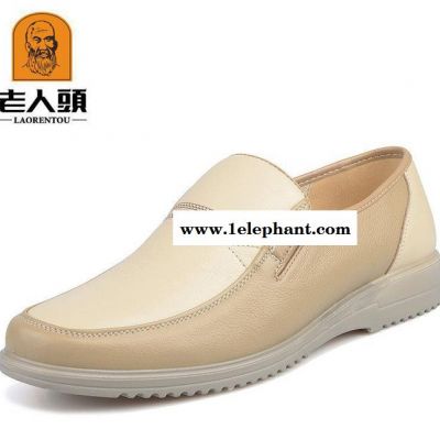 一件代发正宗老人头白皮鞋套脚男士皮鞋商务正装鞋ZX&mdas图2