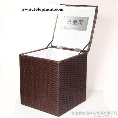 大小号多功能仿藤布鞋套放置篓回收筐鞋套箱坐凳换鞋凳收纳箱**图2