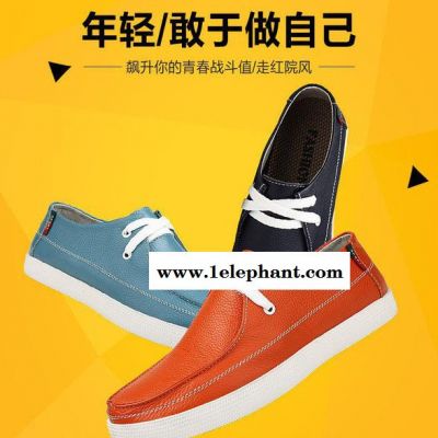 春季手工鞋真皮休闲鞋一脚蹬豆豆鞋套脚鞋手工印花图3