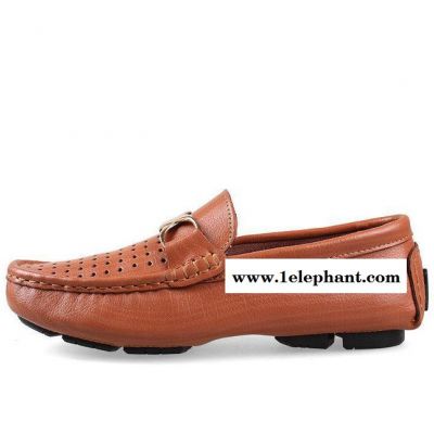 春夏豆豆鞋男鞋情侣款大码鞋男式皮鞋套脚真皮英伦风休闲鞋软面图3