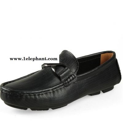 春夏豆豆鞋男鞋情侣款大码鞋男式皮鞋套脚真皮英伦风休闲鞋软面图2