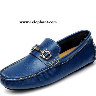 新款金属扣真皮豆豆鞋套脚懒人驾车鞋英伦潮鞋休闲透气男单鞋图3