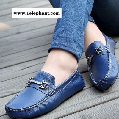新款金属扣真皮豆豆鞋套脚懒人驾车鞋英伦潮鞋休闲透气男单鞋图2
