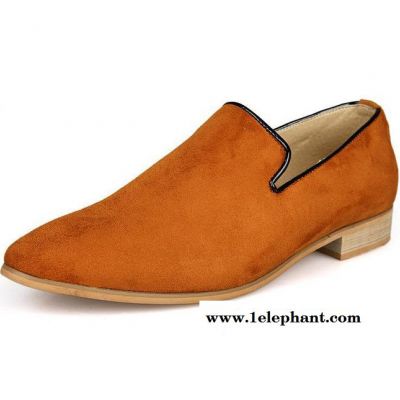 潮男鞋 布洛克英伦风休闲鞋尖头皮鞋套脚懒人鞋潮男单鞋图2