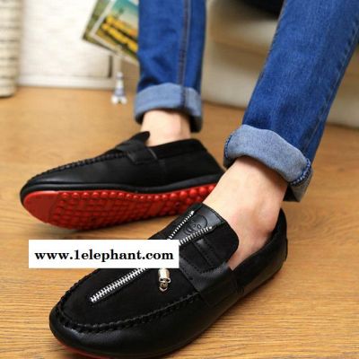 2015春夏新款时尚磨砂皮豆豆鞋套脚懒人鞋韩版潮流透气男士潮图3