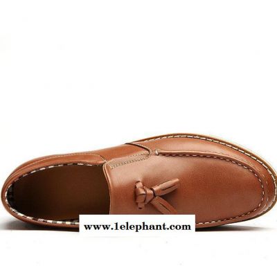 新款百搭皮鞋英伦欧美真皮英伦休闲鞋套脚单鞋牛皮商务男鞋图3