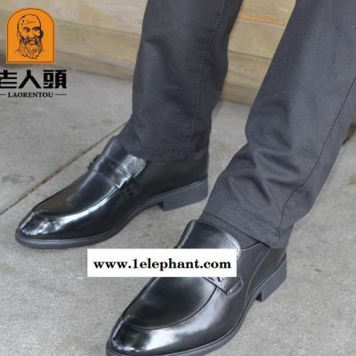 代发老人头皮鞋真皮男商务休闲鞋套脚男士皮鞋透气耐磨皮鞋图2