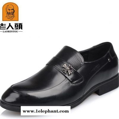 代发老人头皮鞋真皮男商务休闲鞋套脚男士皮鞋透气耐磨皮鞋图3