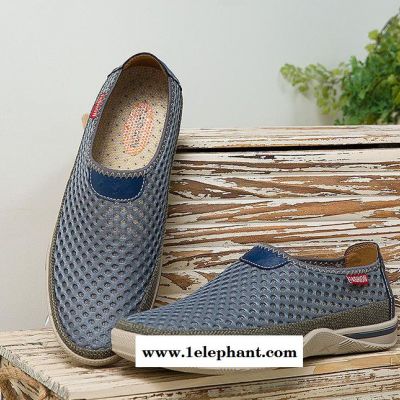 网布鞋套脚透气镂空男鞋夏季新款驾车懒人鞋韩版真皮男鞋代发图3