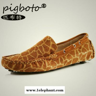 潮流豹纹休闲鞋套脚流行男鞋代发时尚舒适真二层皮青年男士豆豆鞋图2