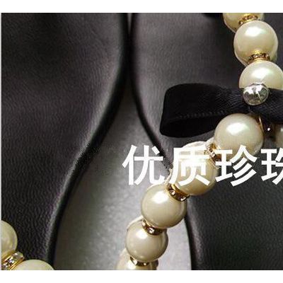 欧洲站新品时尚潮流欧美真皮女鞋蝴蝶结串珠凉鞋套趾直销图3