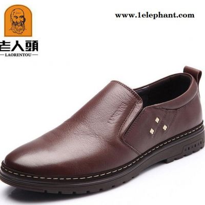 代发老人头皮鞋新款日常休闲皮鞋真皮男单鞋套脚时尚驾车鞋图2