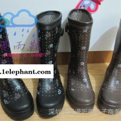 冬季雨鞋 中筒带棉防滑小碎花 女士雨鞋套鞋图3